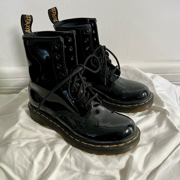 Dr. Martens Jadon Black Patent Leather Boots Size US 5M 6L - Picture 2 of 6